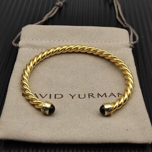 David Yurman 6MM Golden Black agate bracelet
